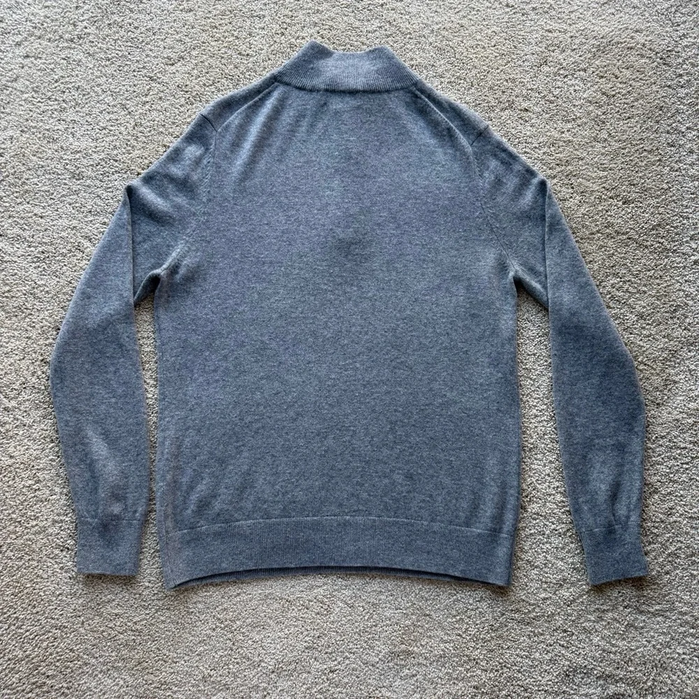 Magaschoni Man Cashmere Quarter Zip Sweater Gray Size L